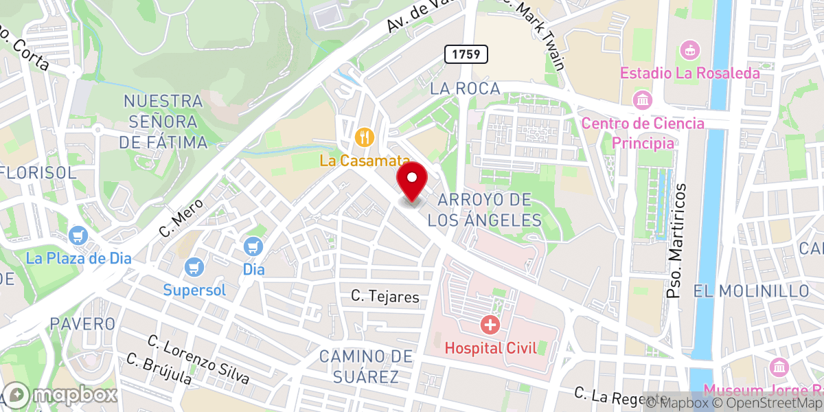 Map showing location of Iglesia Evangelica Templo "Peniel"