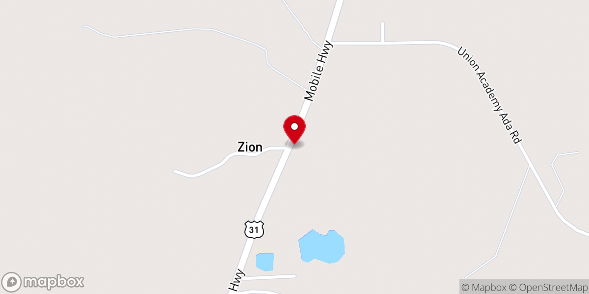 Map showing location of Big Zion Church