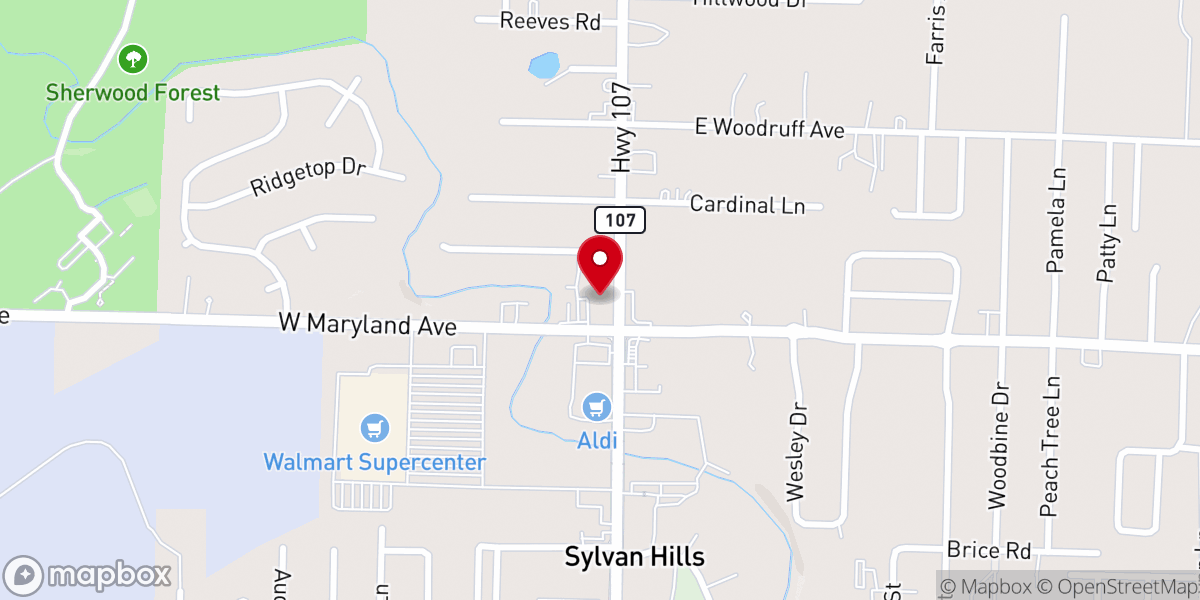 Map showing location of Sylvan Hills Church of Christ