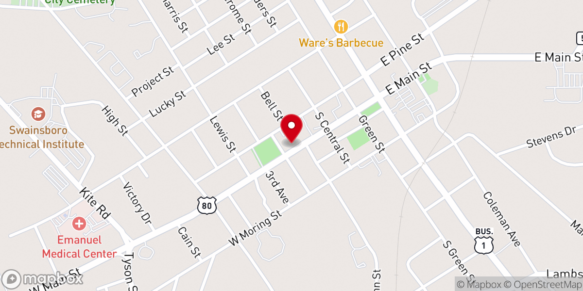 Map showing location of United Primitive Baptist Church