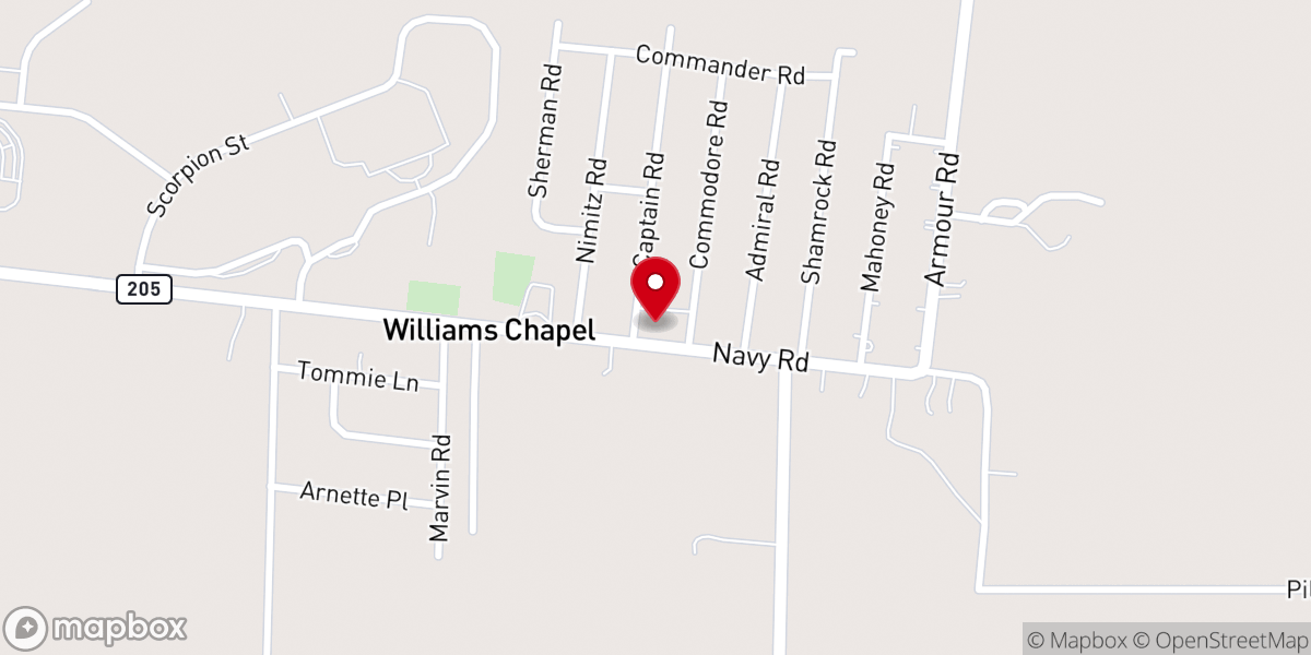 Map showing location of East Acres Baptist Church
