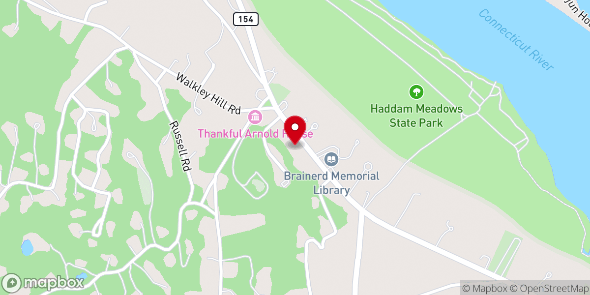 Map showing location of First Congregational Church of Haddam