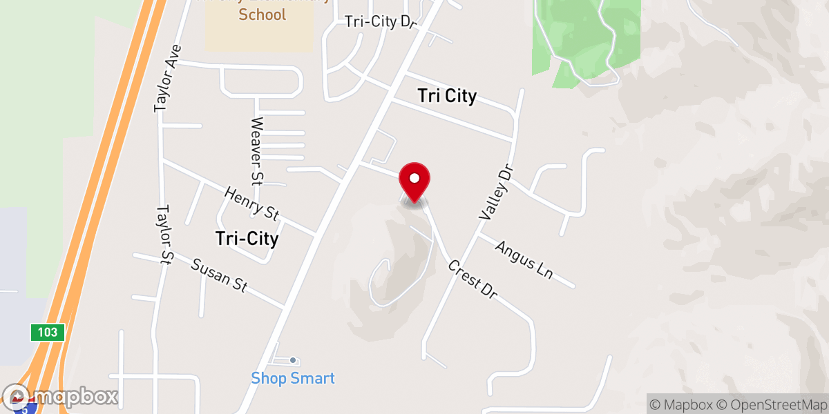 Map showing location of Tri City Baptist Church