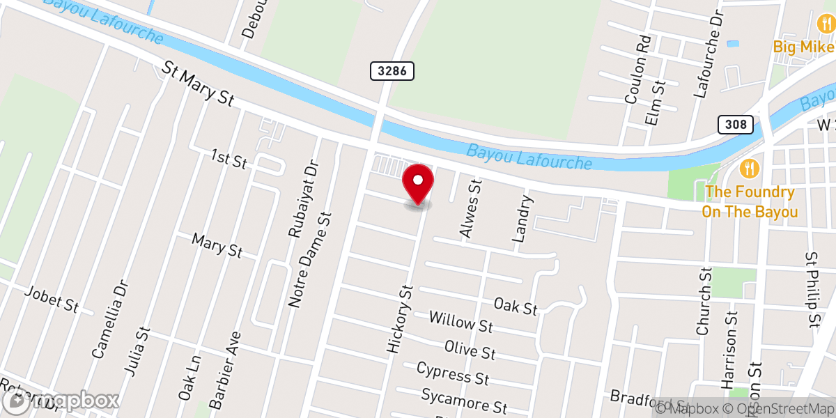 Map showing location of Good Samaritan Food Bank of Thibodaux