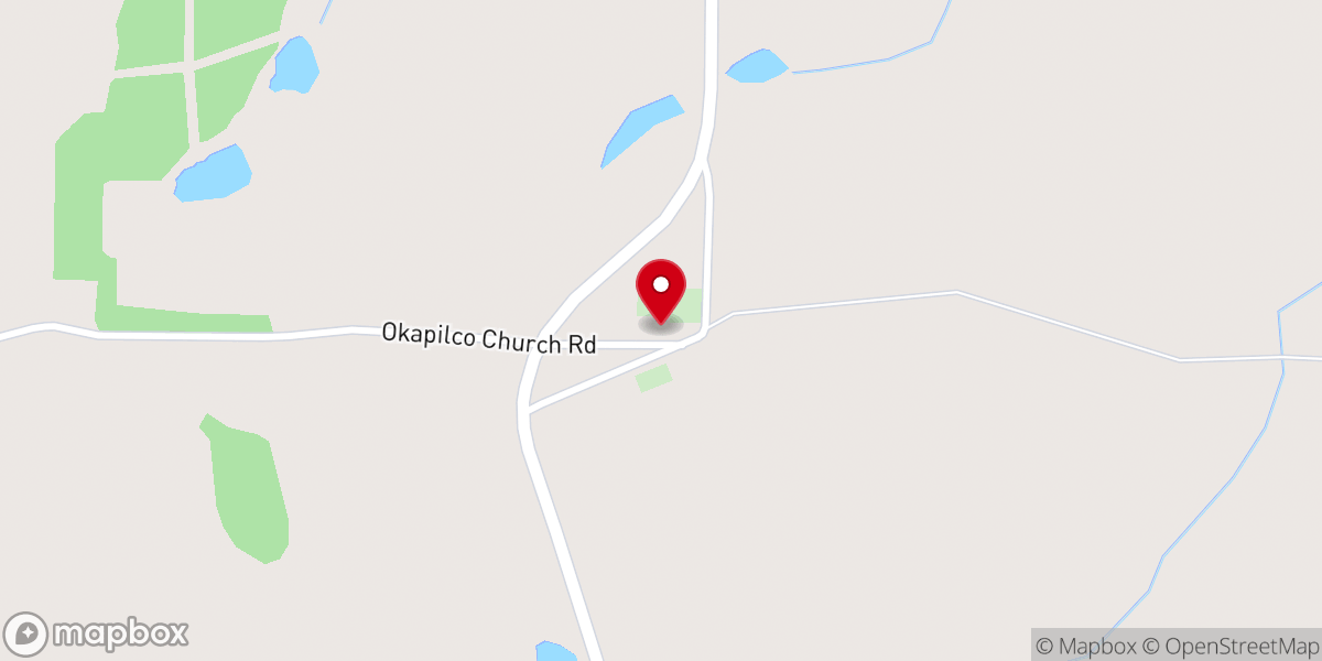Map showing location of Okapilco Missionary Baptist Church