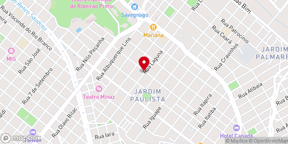 Map showing location of Igreja Evangélica Projeto Raízes-Ribei