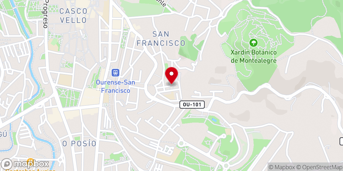 Map showing location of Iglesia de la Inmaculada de Montealegre