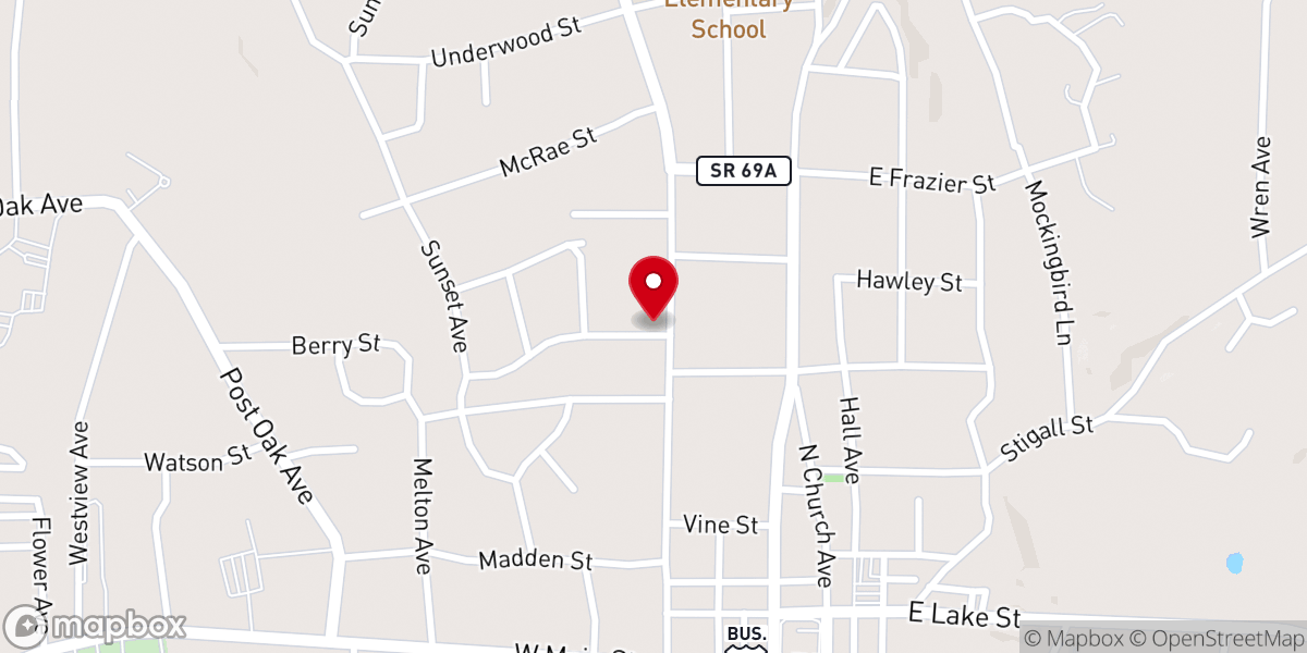Map showing location of Church of the Nazarene
