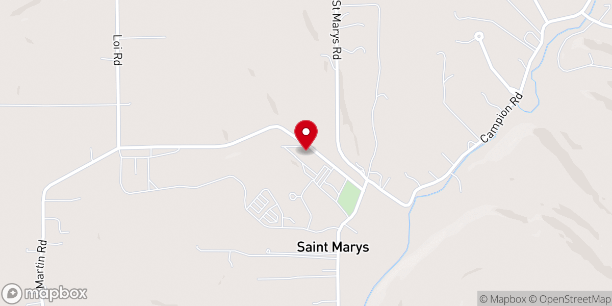 Map showing location of St Mary of the Knobs