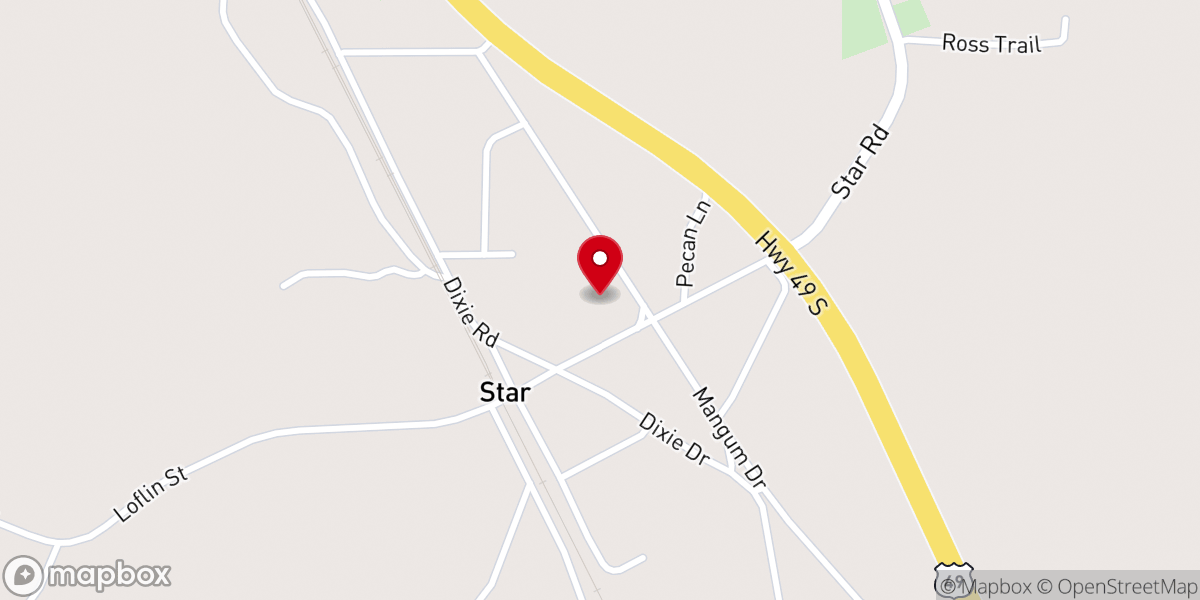 Map showing location of Star Baptist Church