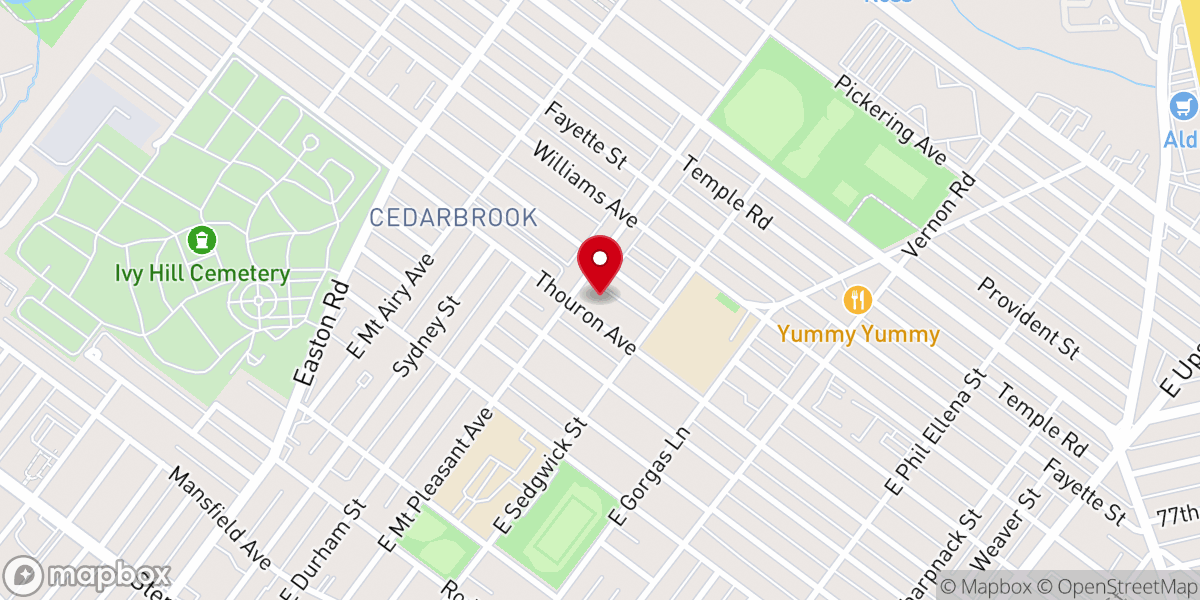 Map showing location of Woodcrest United Church of Christ