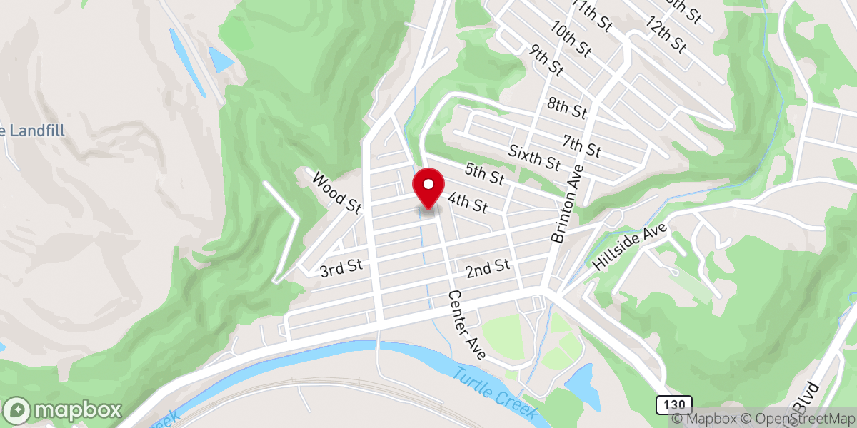 Map showing location of Center Avenue United Methodist Church