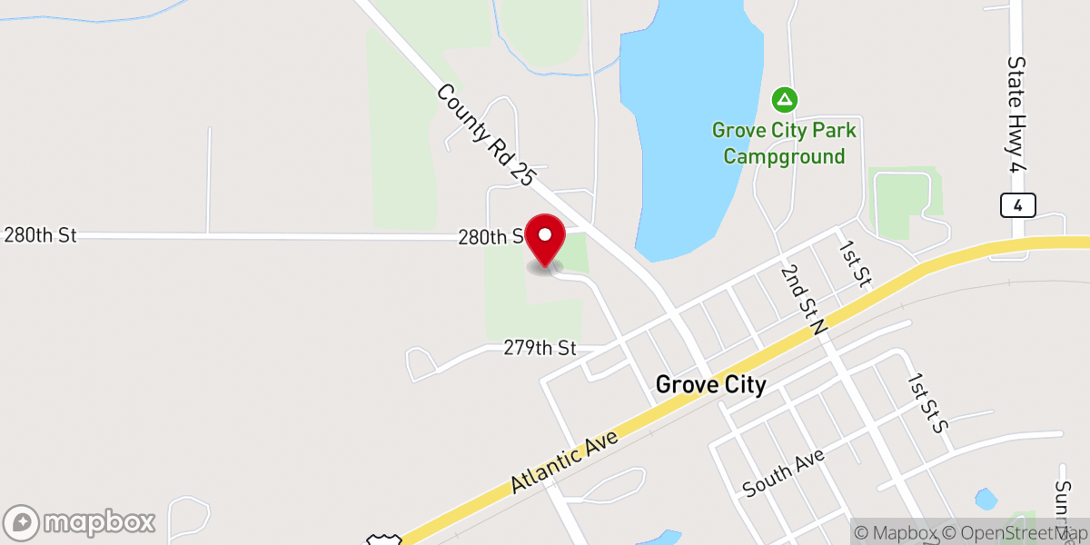 Map showing location of First Baptist Church of Grove City