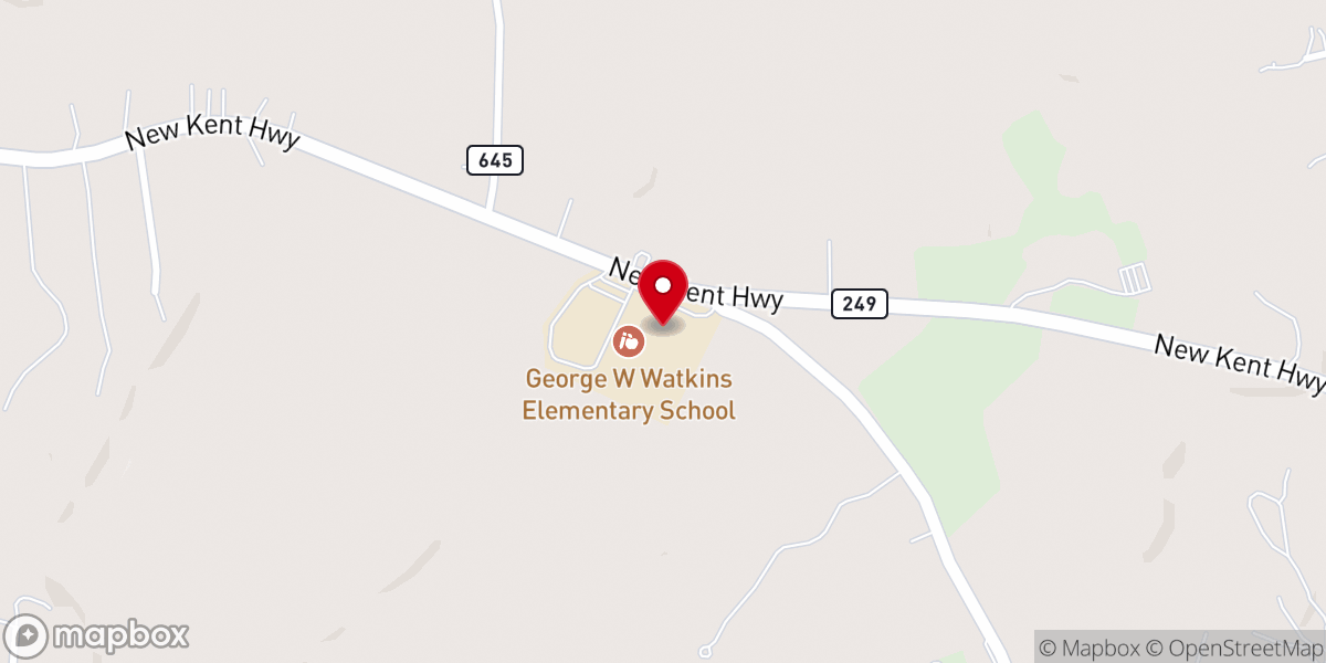 Map showing location of George W. Watkins Elementary School