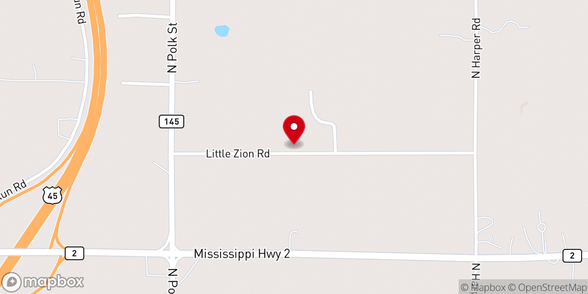 Map showing location of Little Zion Missionary Baptist Church