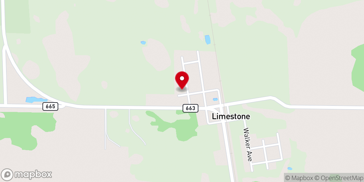 Map showing location of Limestone Baptist Church
