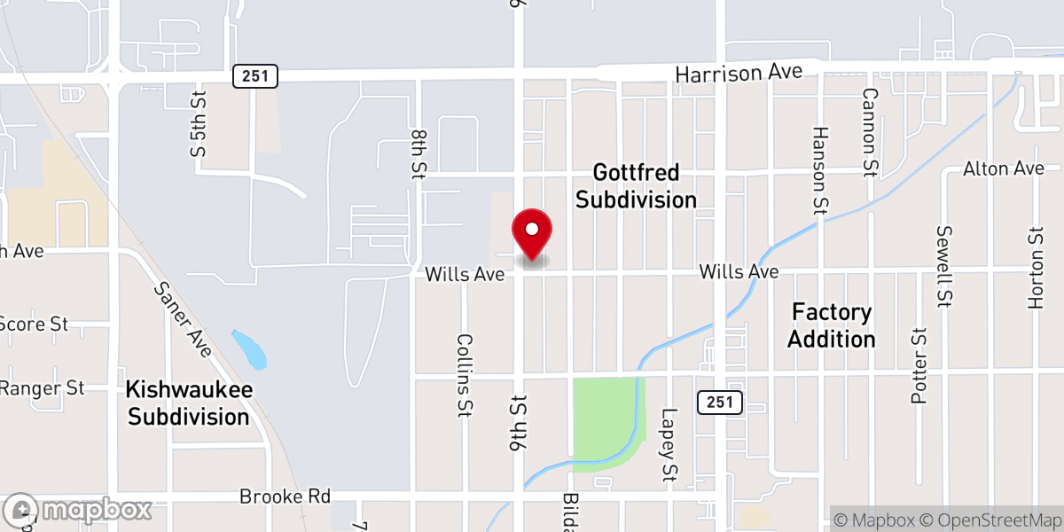 Map showing location of Friendship General Baptist Church