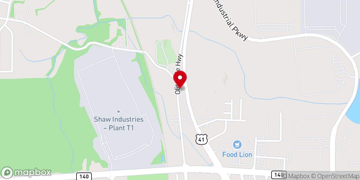Map showing location of Character's Famous BBQ
