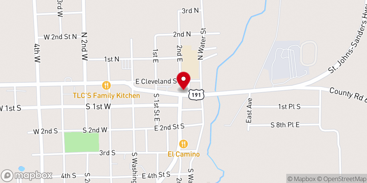 Map showing location of St. John the Baptist Catholic Church