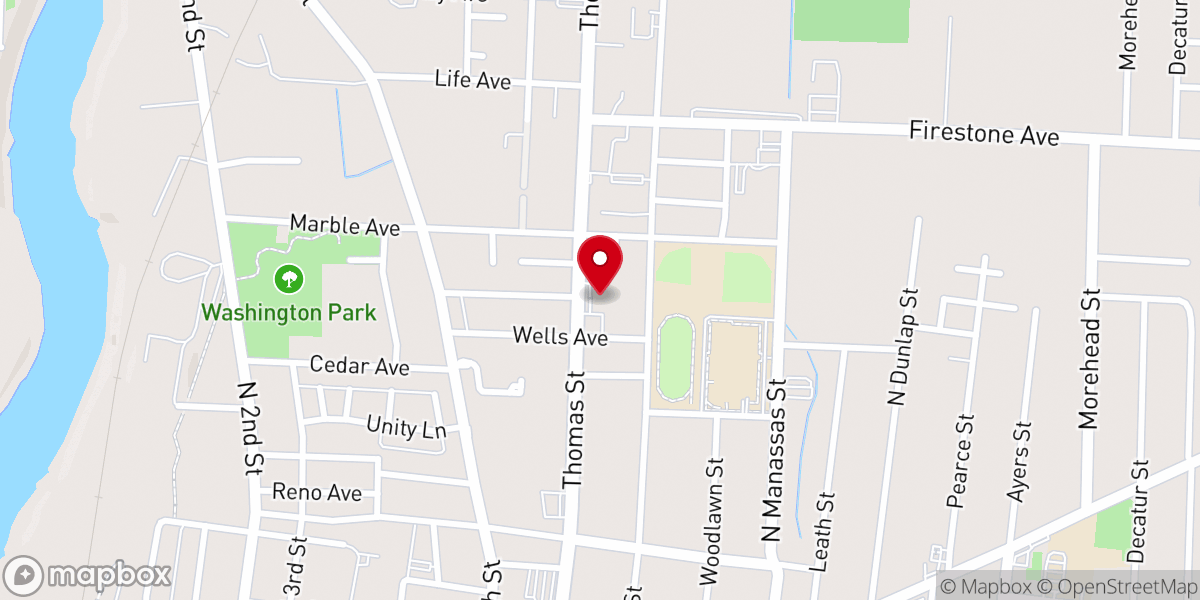 Map showing location of Trinity Christian Methodist Episcopal Church