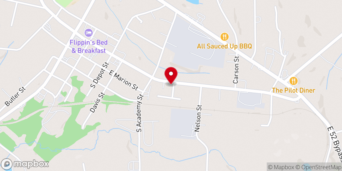Map showing location of First Presbyterian Church