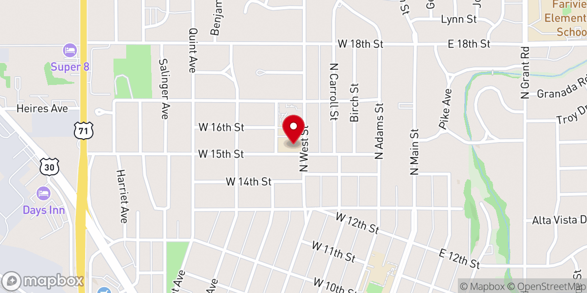 Map showing location of Kuemper Catholic School Saint Lawrence Center