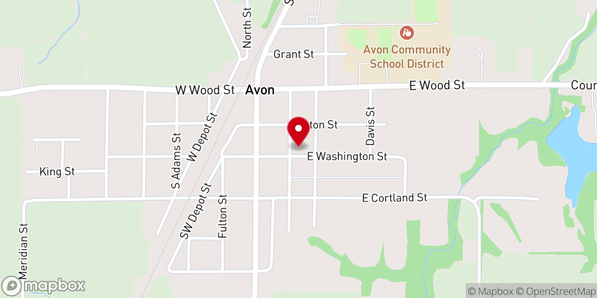 Map showing location of Avon United Methodist Church