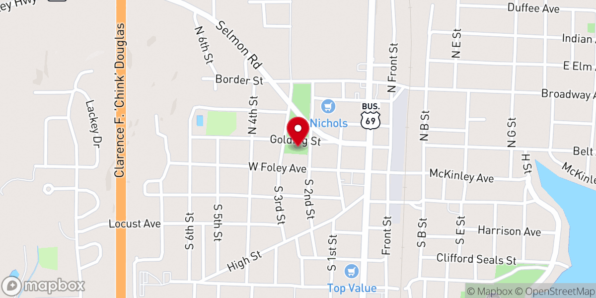 Map showing location of Kiwanis Park