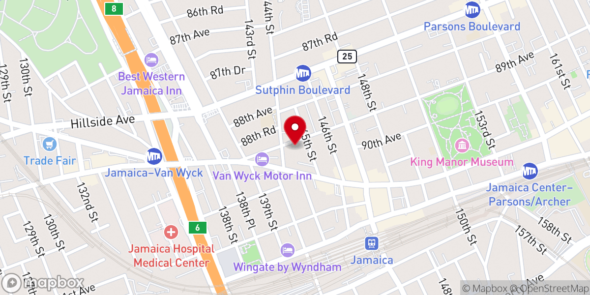 Map showing location of Iglesia De Jesucristo Palabra Miel New York.