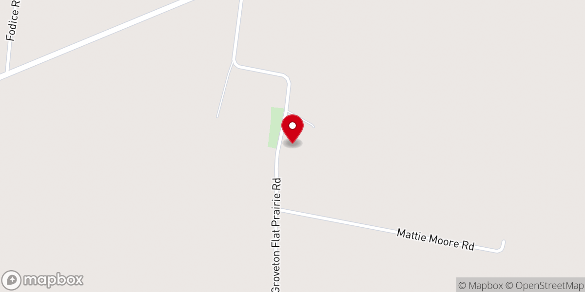 Map showing location of Flat Prairie Congregational Methodist Church
