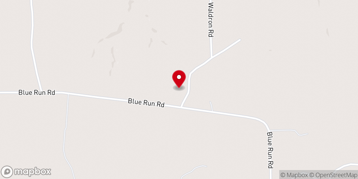 Map showing location of Blue Run Church