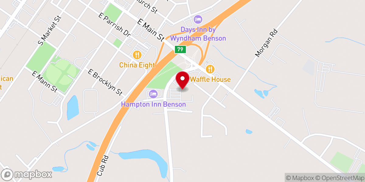 Map showing location of Crossroads Church of Benson