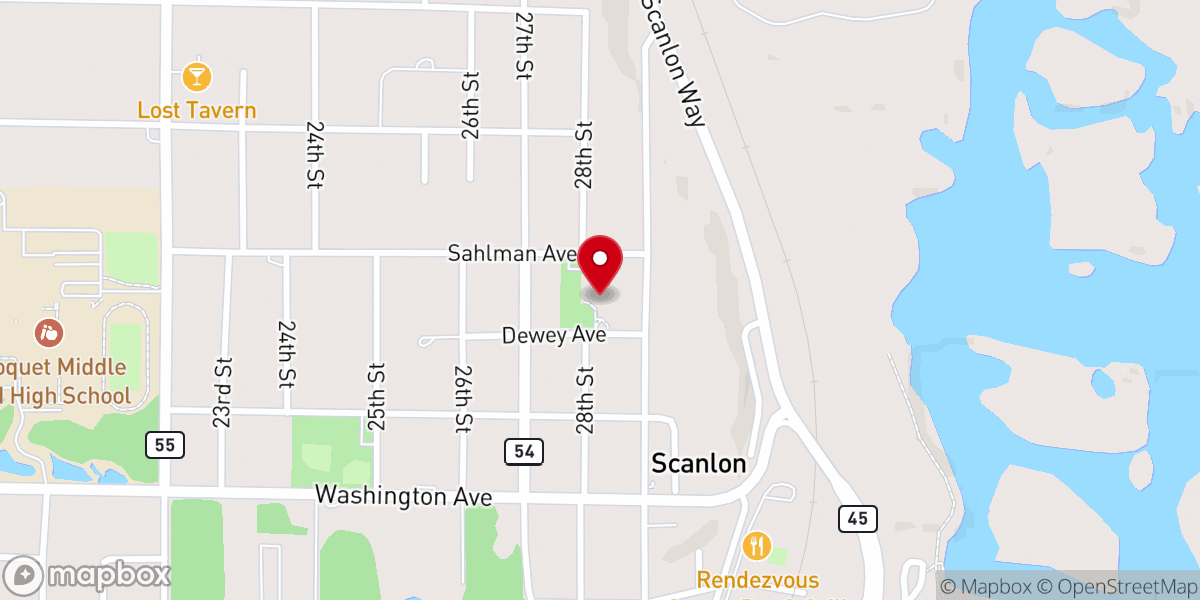 Map showing location of Carlton County Church of Christ