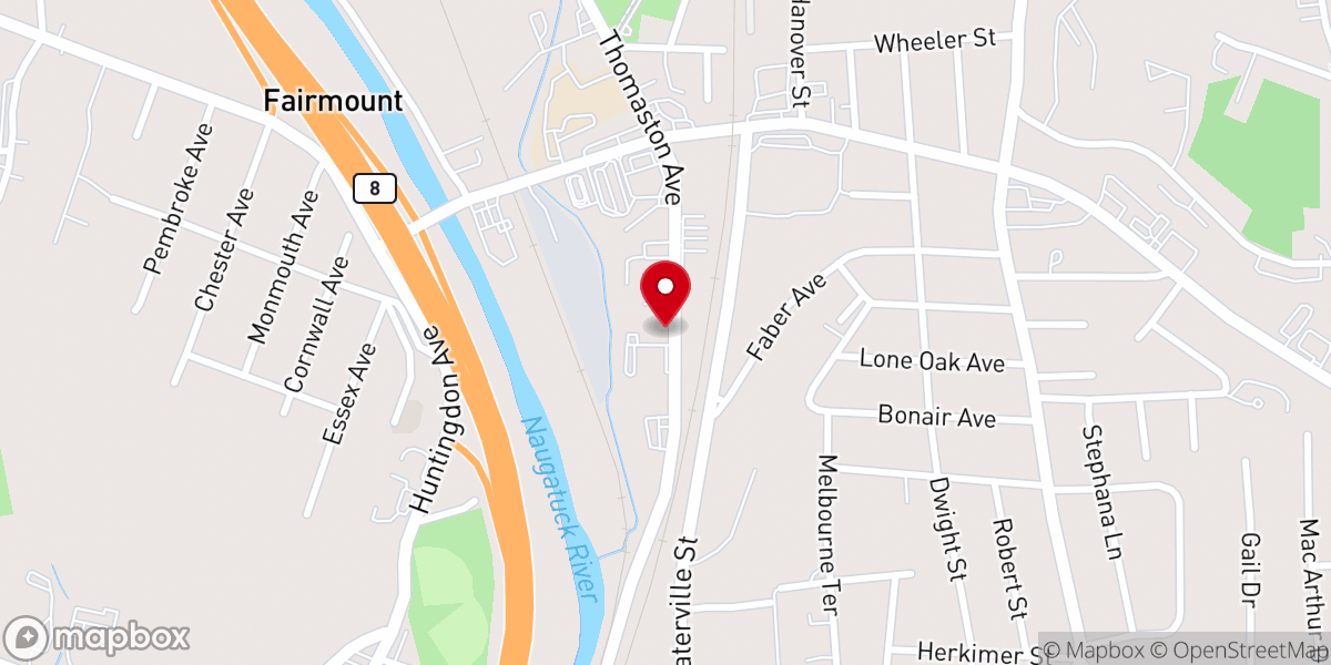 Map showing location of Waterbury Assembly of God