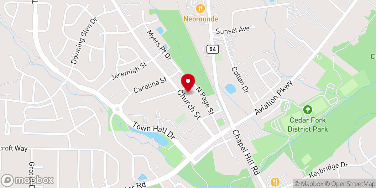 Map showing location of Morrisville Christian Church