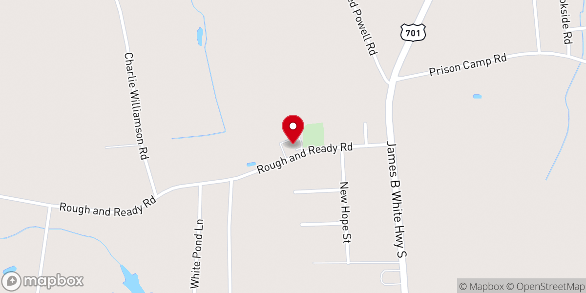 Map showing location of New Hope Baptist Church