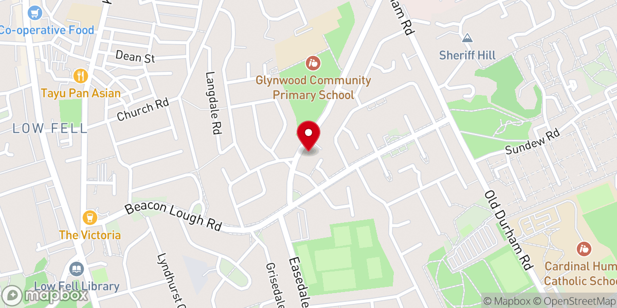 Map showing location of Beacon Lough Baptist Church