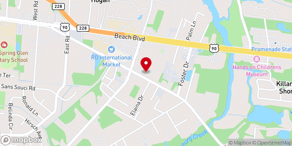 Map showing location of Hogan Church