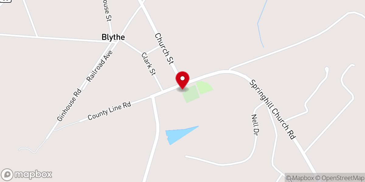 Map showing location of Blythe Baptist Church