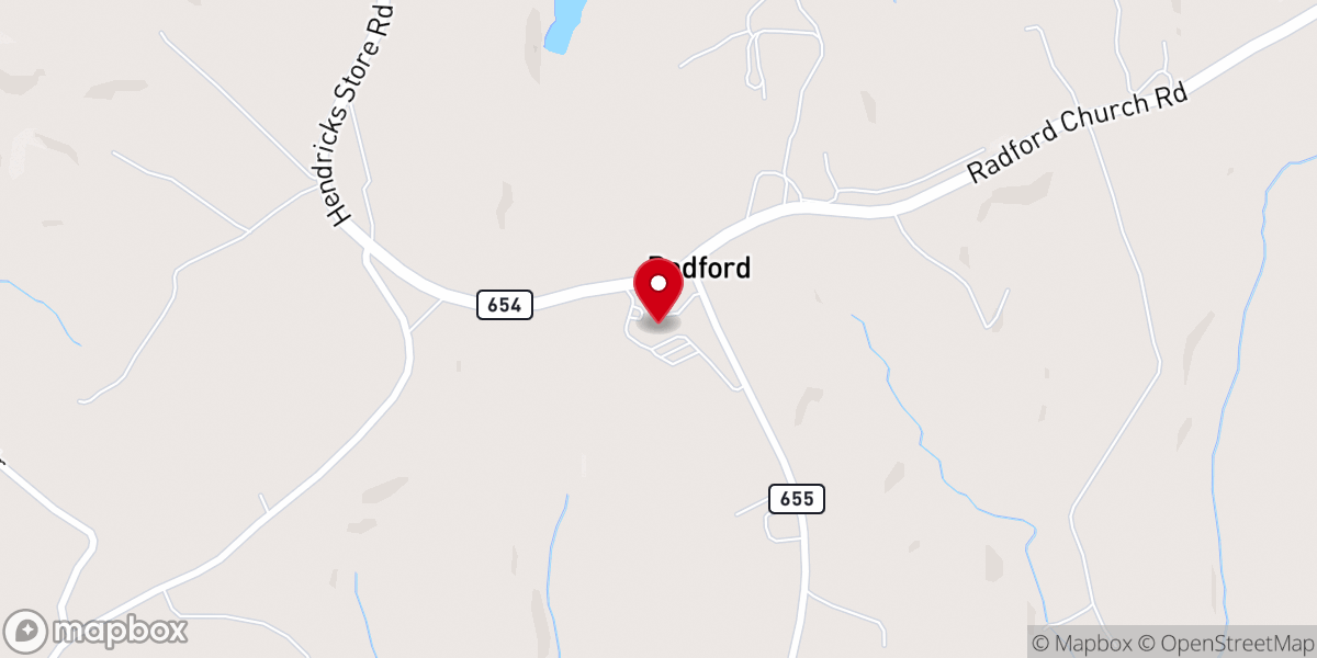 Map showing location of Radford Baptist Church