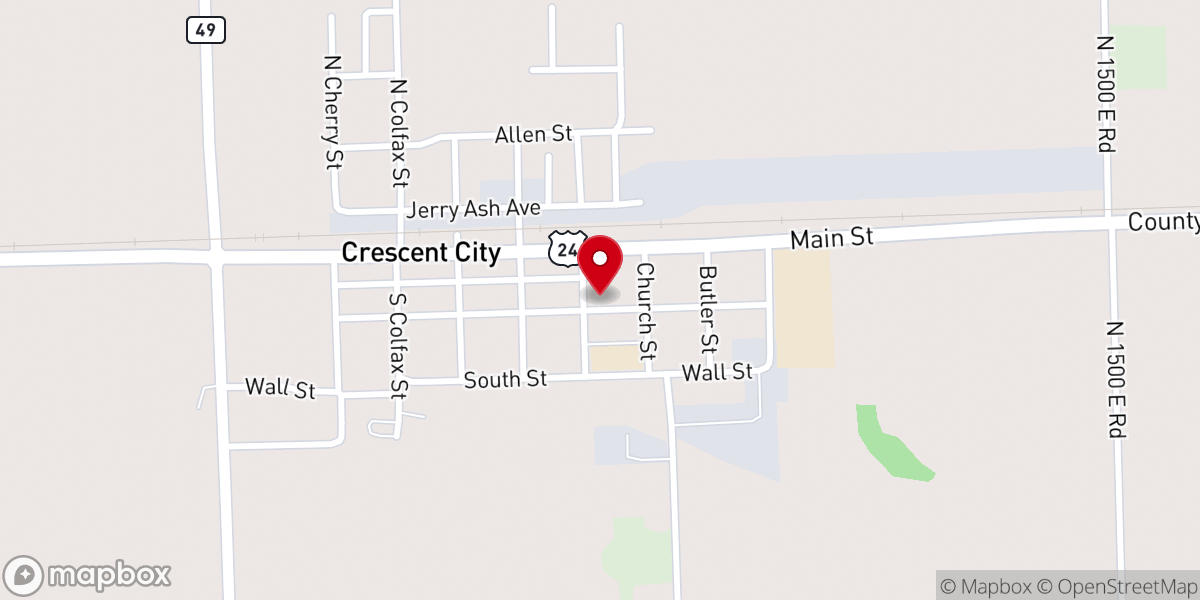 Map showing location of Crescent City United Methodist