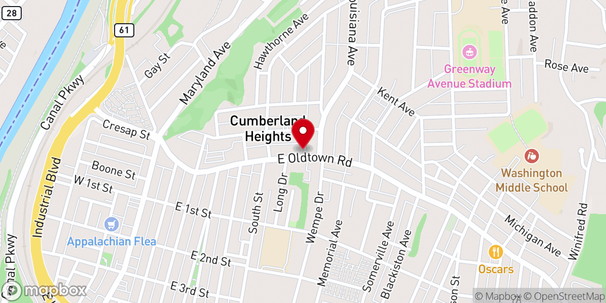 Map showing location of First Church of Nazarene