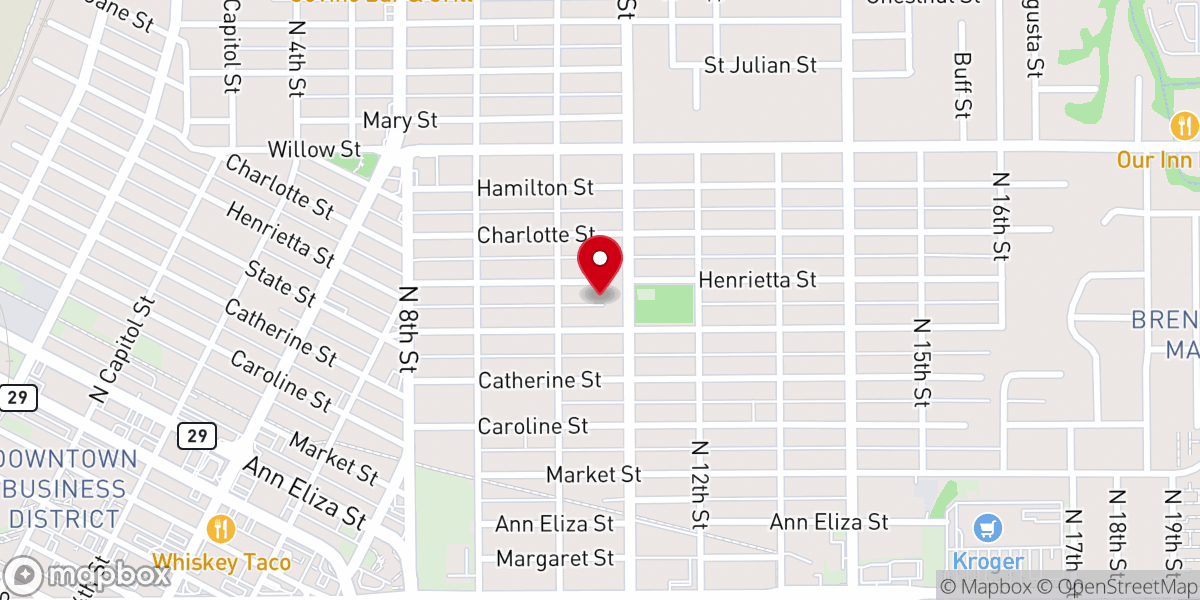 Map showing location of North Parkway Church