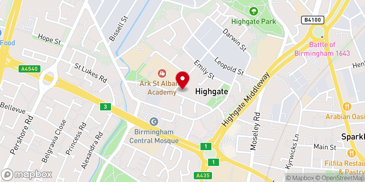 Map showing location of St Alban's Church