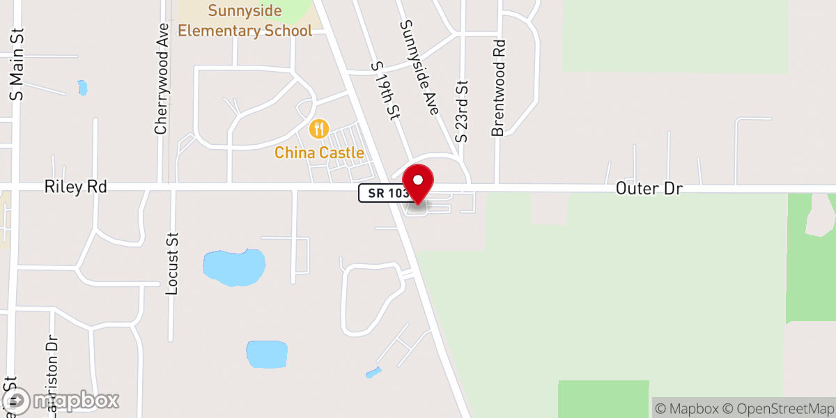 Map showing location of Foursquare Gospel Church