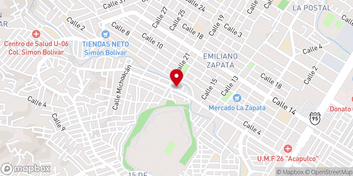 Map showing location of Iglesia de Dios en México Templo Unción Fresca
