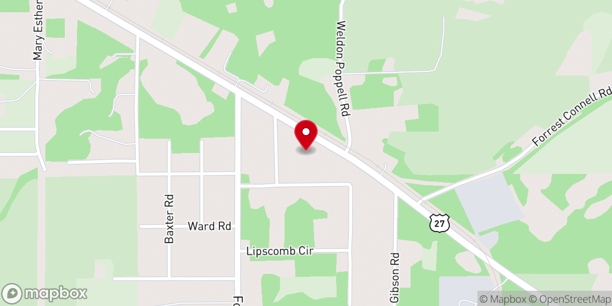Map showing location of Lakeside Baptist Church