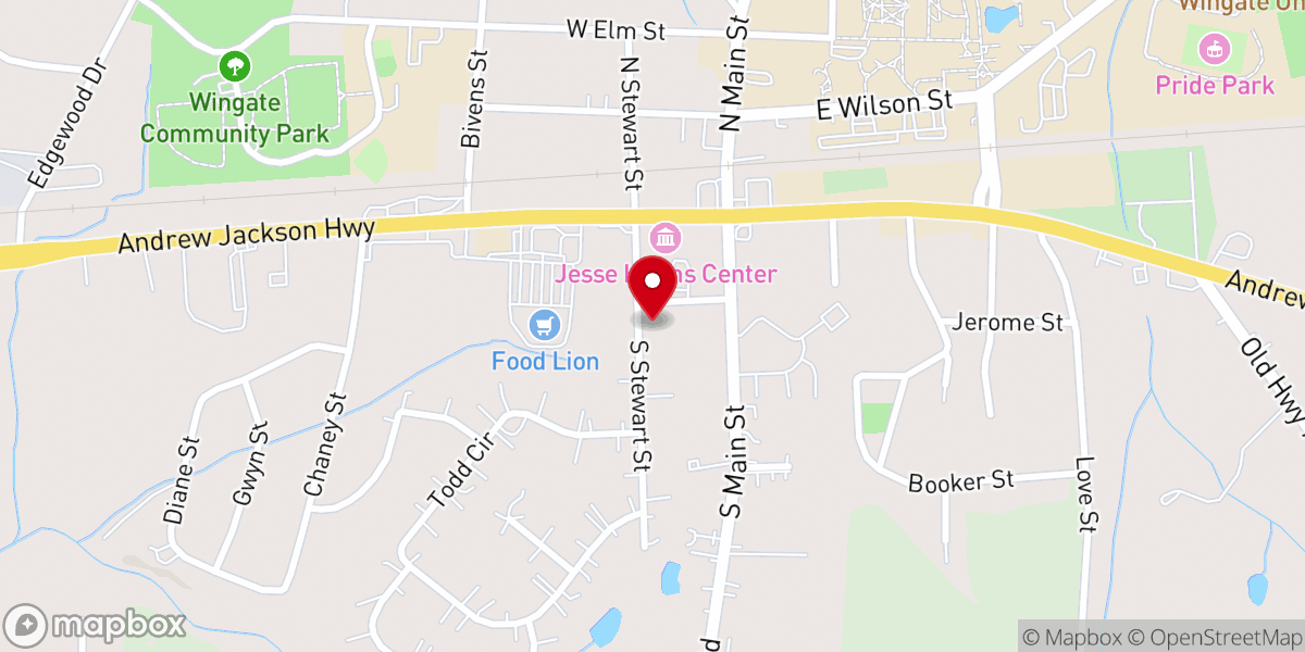 Map showing location of Wingate United Methodist Church