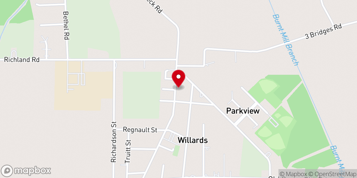 Map showing location of Eden Presbyterian Church