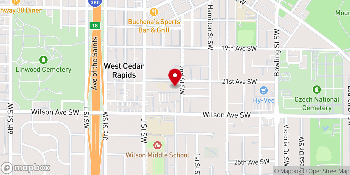 Map showing location of St. Ludmila Parish Center
